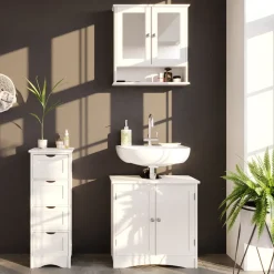 Vicco 3er Badmöbel Set Bianco Spiegelschrank Waschtischunterschrank Badschrank Badezimmermöbel Set im Landhausstil