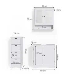 Vicco 3er Badmöbel Set Bianco Spiegelschrank Waschtischunterschrank Badschrank Badezimmermöbel Set im Landhausstil