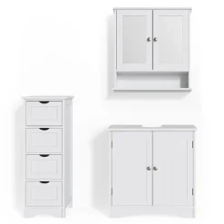Vicco 3er Badmöbel Set Bianco Spiegelschrank Waschtischunterschrank Badschrank Badezimmermöbel Set im Landhausstil