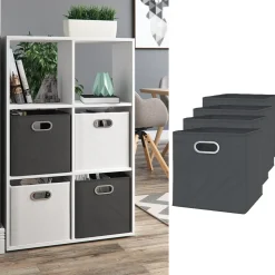 VICCO 4er Set Faltbox 30x30 cm anthrazit Faltkiste Aufbewahrungsbox Regalbox