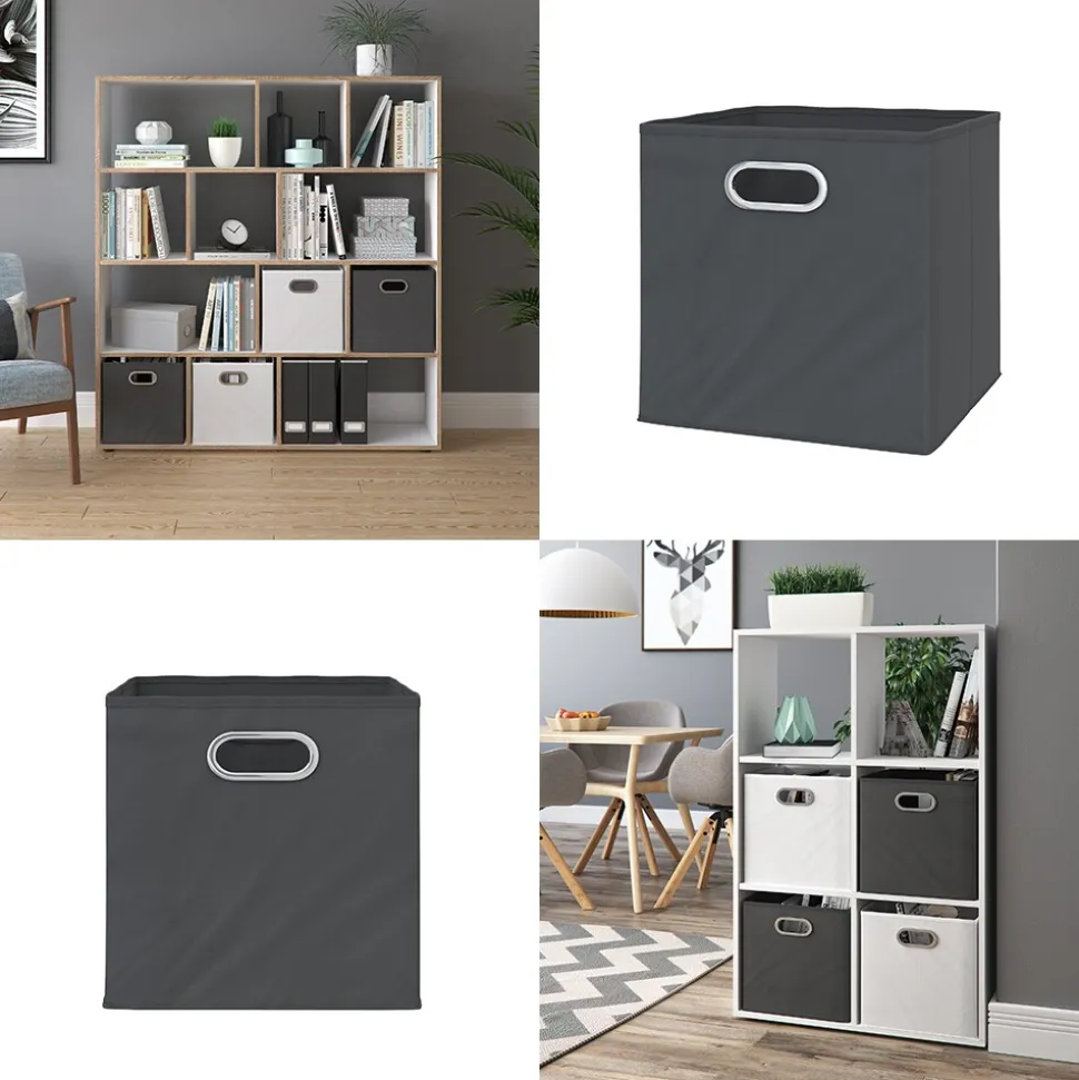 VICCO 4er Set Faltbox 30x30 cm anthrazit Faltkiste Aufbewahrungsbox Regalbox