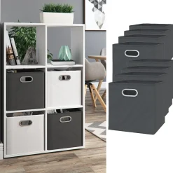 VICCO 8er Set Faltbox 30x30 cm anthrazit Faltkiste Aufbewahrungsbox Regalbox