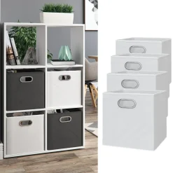 VICCO 4er Set Faltbox 30x30 cm weiß Faltkiste Aufbewahrungsbox Regalbox Box