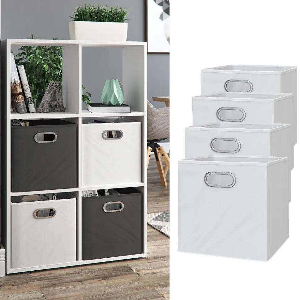 VICCO 4er Set Faltbox 30x30 cm weiß Faltkiste Aufbewahrungsbox Regalbox Box