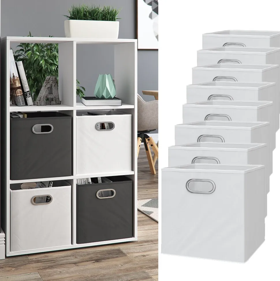 VICCO 8er Set Faltbox 30x30 cm weiß Faltkiste Aufbewahrungsbox Regalbox Box