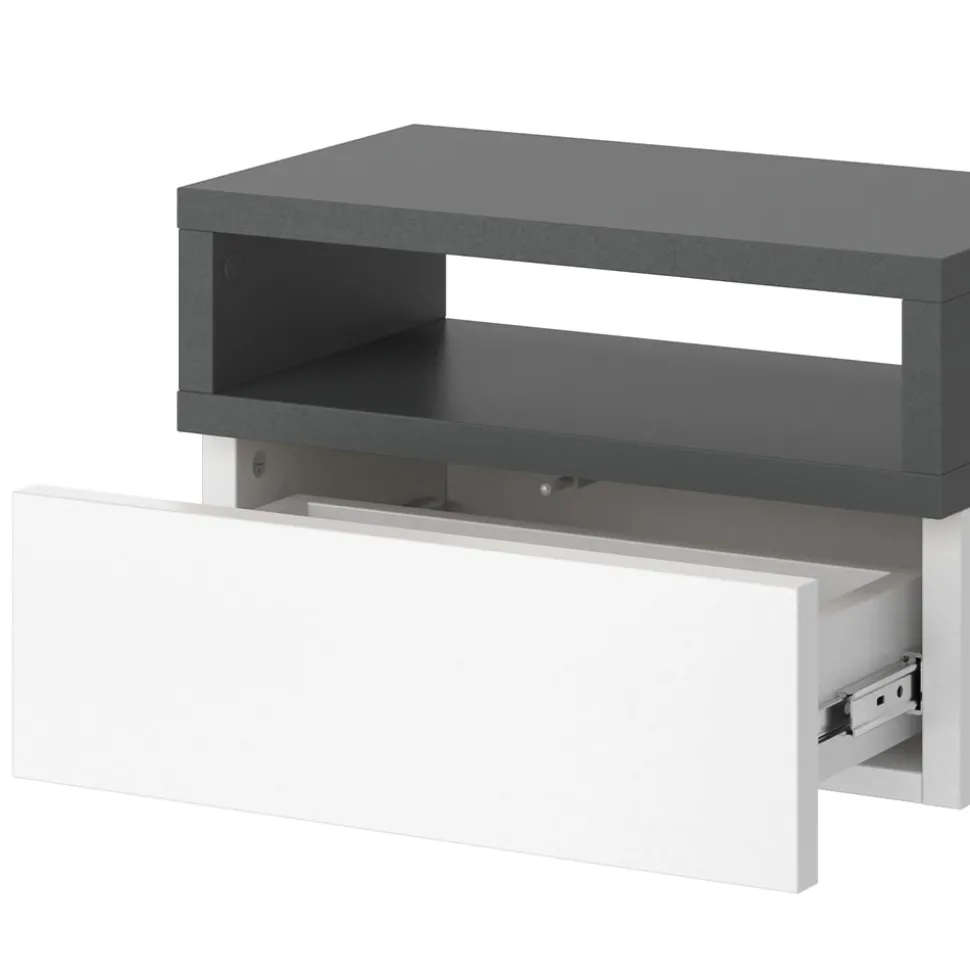 Vicco 2er Set Nachttische Urbano, 45x28cm, Weiß Anthrazit, Kommode mit Schublade