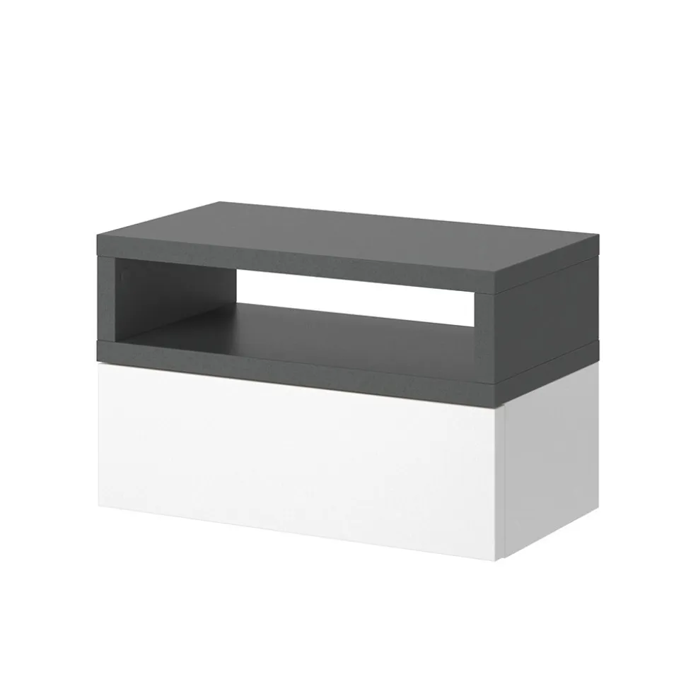 Vicco 2er Set Nachttische Urbano, 45x28cm, Weiß Anthrazit, Kommode mit Schublade