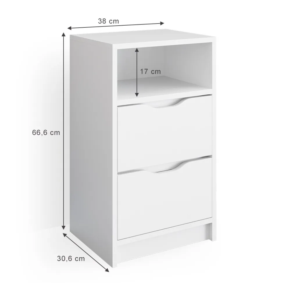 Vicco 2er Set Nachttisch Ruben weiß Nachtkommode Nachtschrank für Boxspringbett