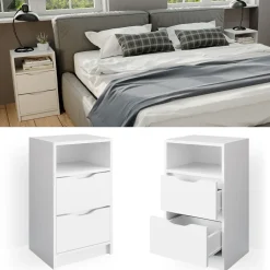 Vicco 2er Set Nachttisch Ruben weiß Nachtkommode Nachtschrank für Boxspringbett