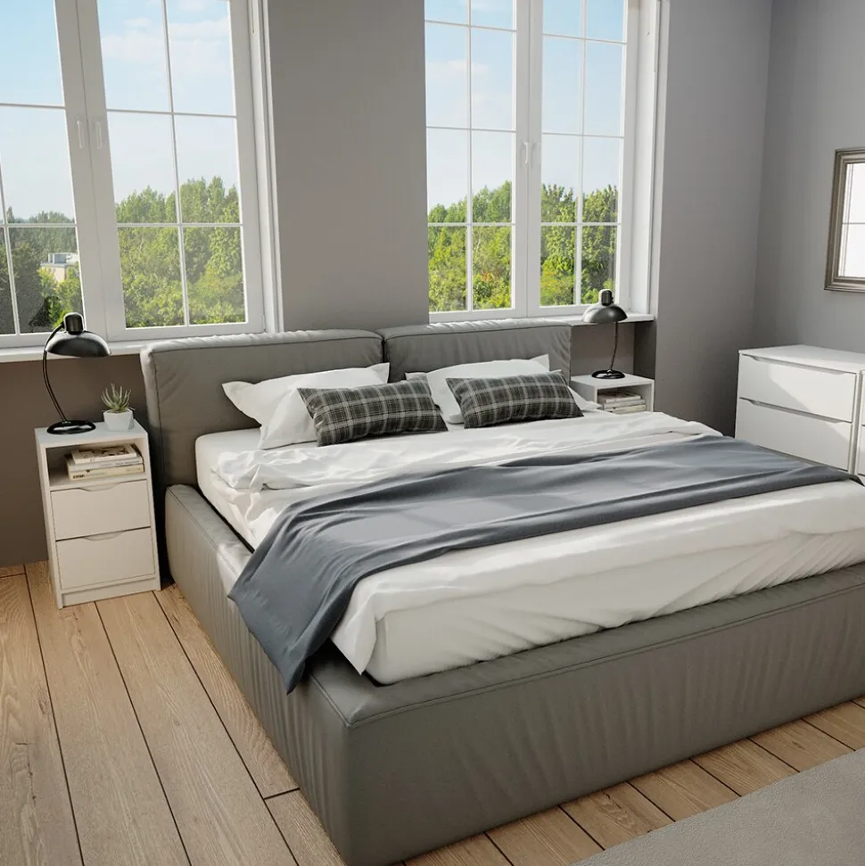 Vicco 2er Set Nachttisch Ruben weiß Nachtkommode Nachtschrank für Boxspringbett