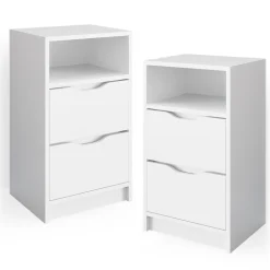 Vicco 2er Set Nachttisch Ruben weiß Nachtkommode Nachtschrank für Boxspringbett