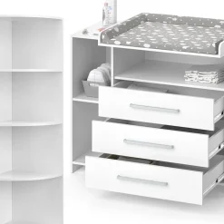 Vicco Kinderzimmer-Set "Oskar", Weiß, 2 Teile, mit Wickelkommode und Spielzeugregal