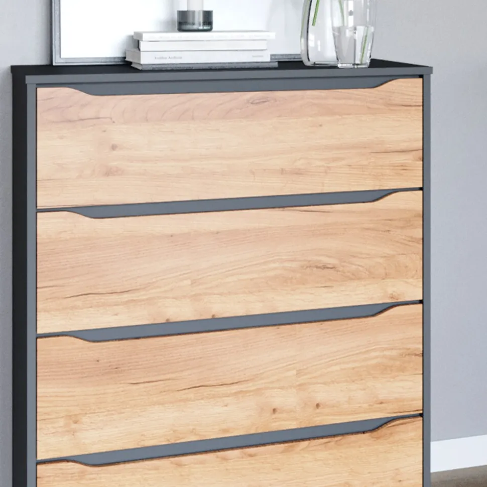 Vicco Kommode Ruben 80 x 102 cm Anthrazit Eiche Highboard