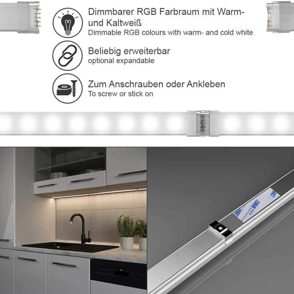 Vicco LED-Leiste Weiß 50 x 1,5 cm mit Starterpaket