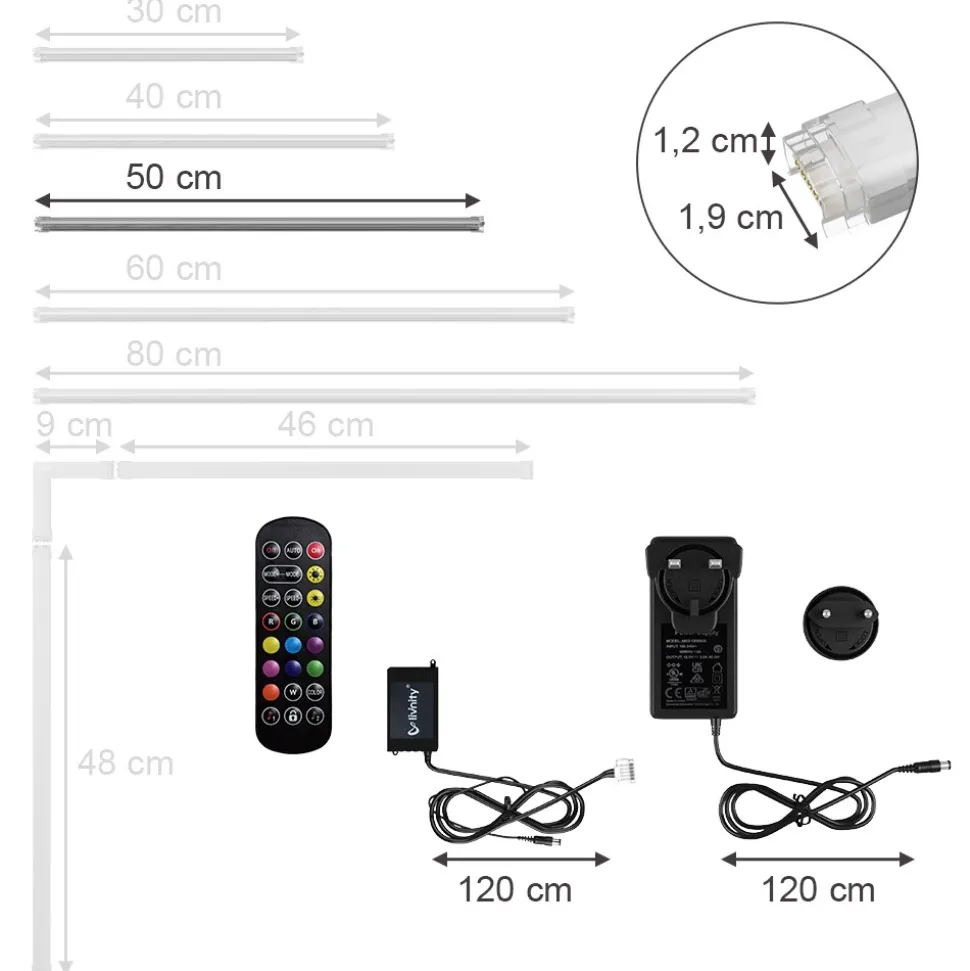 Vicco LED-Leiste Weiß 50 x 1,5 cm mit Starterpaket
