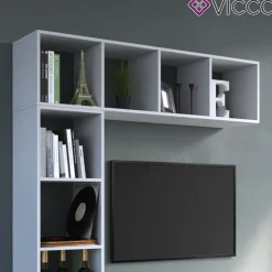 VICCO Raumteiler LUDUS 4 Fächer Weiß - Standregal Regal Bücherregal Büroregal