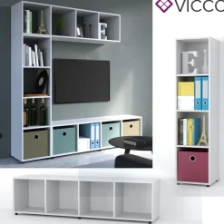 VICCO Raumteiler LUDUS 4 Fächer Weiß - Standregal Regal Bücherregal Büroregal