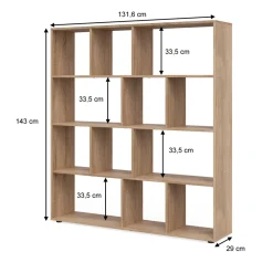 Vicco Raumteiler Pilar Bücherregal Standregal Büroregal 12 Fächer Sonoma