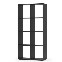 Vicco Raumteiler Scutum 8 Fächer Schwarz 140 x 72 cm - Regal Bücherregal Standregal Aktenregal Raumtrenner