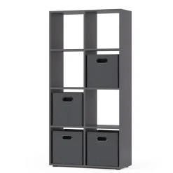 Vicco Raumteiler Standregal Bücherregal 8 Fächer Scutum Grau Hochregal Faltbox