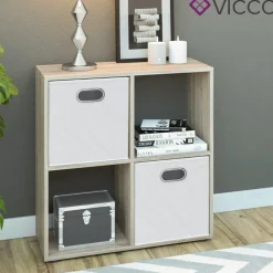 VICCO Raumteiler TETRA 4 Fächer Eiche Sonoma Bücherregal Würfelregal Standregal