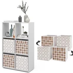 Vicco Raumteiler Würfelregal Standregal Weiß Faltbox Wohnzimmer Regal 70x110 cm modern Ablage 6 Fächer Dekoregal Ordnerregal Aufbewahrung