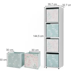 Vicco Raumteiler Würfelregal Standregal Ludus Weiß Faltbox Wohnzimmer Regal 36x145 cm modern Ablage 4 Fächer Dekoregal Ordnerregal Aufbewahrung