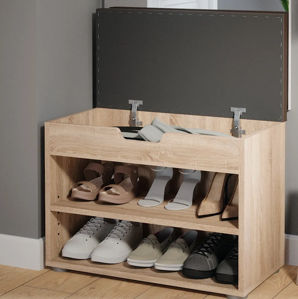 VICCO Schuhbank Schuhschrank Schuhablage Sitzbank Klappdeckel 6 Paar Sonoma