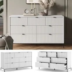 Vicco Sideboard Eliza Weiß 140 x 81 cm mit 7 Schubladen
