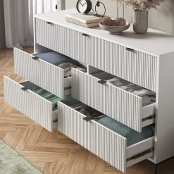 Vicco Sideboard Eliza Weiß 140 x 81 cm mit 7 Schubladen