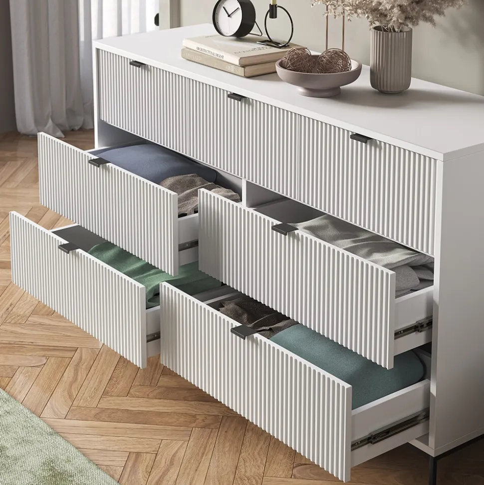 Vicco Sideboard Eliza Weiß 140 x 81 cm mit 7 Schubladen