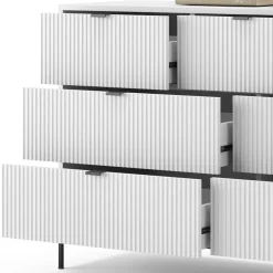 Vicco Sideboard Eliza Weiß 140 x 81 cm mit 7 Schubladen