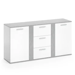 Vicco Sideboard Novelli Highboard Kommode Anrichte Schrank 2 Türen Weiß Beton