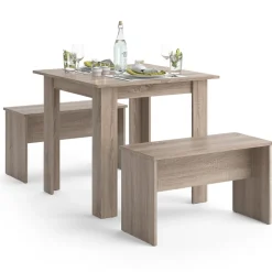 Vicco Tischgruppe Sitzgruppe Esszimmer Sentio Esstisch Sitzbank Sonoma 80 cm