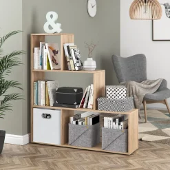 Vicco Treppenregal Asym Raumteiler Bücherregal Regal Wandregal 4 Fächer Sonoma