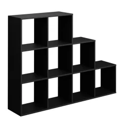 Vicco Treppenregal Raumteiler Bücherregal 9 Fächer Schwarz Stufenregal Regal