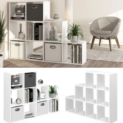 Vicco Treppenregal Raumteiler Bücherregal 9 Fächer weiß Stufenregal Stufenregal