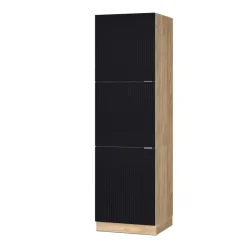 Vicco Vorratsschrank Fame-Line Eiche Schwarz gestreift 60 cm 3 Türen