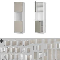Vicco Vorratsschrank Fame-Line Weiß Grau-Beige gerahmt 60 cm 2 Türen
