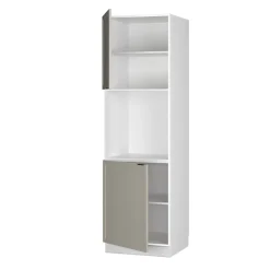 Vicco Vorratsschrank Fame-Line Weiß Grau-Beige gerahmt 60 cm 2 Türen
