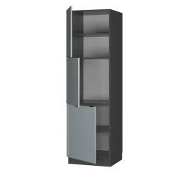 Vicco Vorratsschrank Fame-Line Anthrazit Hellblau-Grau gerahmt 60 cm 3 Türen
