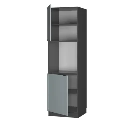 Vicco Vorratsschrank Fame-Line Anthrazit Hellblau-Grau gerahmt 60 cm 2 Türen