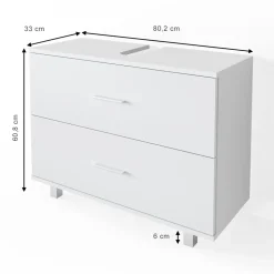VICCO Waschbeckenunterschrank ILIAS Weiß Schublade Unterschrank Badezimmer