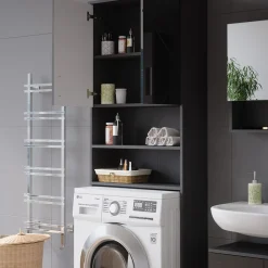 Vicco Waschmaschinenschrank Irma Anthrazit Hochglanz 64 x 191 cm Badezimmer