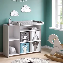 Vicco Wickelkommode Babykommode Wickelregal Oskar Simple Weiß Wickeltisch Fächer