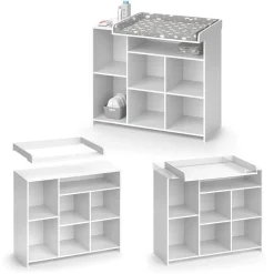 Vicco Wickelkommode Babykommode Wickelregal Oskar Simple Weiß Wickeltisch Fächer