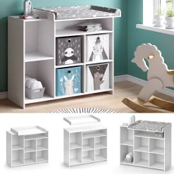 Vicco Wickelkommode Babykommode Wickelregal Oskar Simple Weiß Wickeltisch Fächer