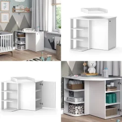 Vicco Wickelkommode Kristian Weiß 85 x 86 cm Tür offene Fächer
