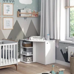 Vicco Wickelkommode Kristian Weiß 85 x 86 cm Tür offene Fächer