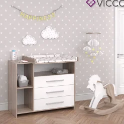 Vicco Wickelkommode Oskar Baby Wickelregal Kommode Wickeltisch Sonoma Weiß